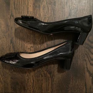 Black Ferragamo block pumps